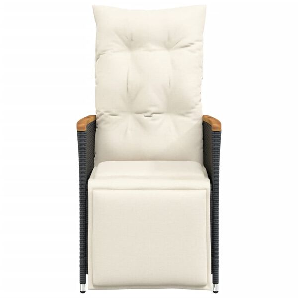 vidaXL Atlošiamos sodo kėdės su pagalvėlėmis, 2vnt., juodos, ratanas