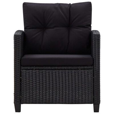 vidaXL Sodo sofos komplektas su pagalvėlėmis, 6 dalių, juodas, ratanas