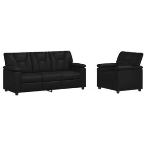 vidaXL Sofos komplektas 2 pcs Juoda Dirbtinė oda