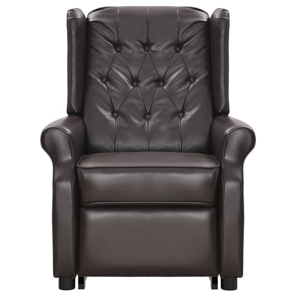 vidaXL Atsistojantis masažinis krėslas, rudas, dirbtinė oda, blizgus