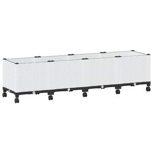 vidaXL Sodo puodynė su ratukais Balta 160 x 40 x 48 cm PP