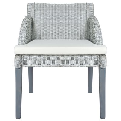 vidaXL Valgomojo kėdės su pagalvėmis, 2vnt., pilkos, natūralus ratanas