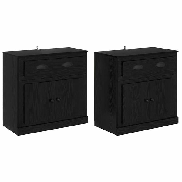 vidaXL &Scaron;oninės lentynos 2 pcs Juodas ąžuolas 70 x 35,5 x 67,5 cm