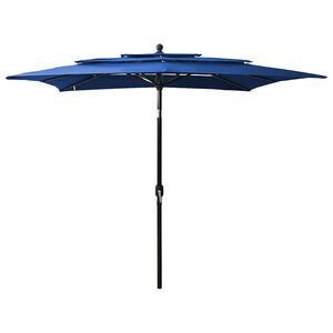 vidaXL Sodo skėtis su aliuminio stulpu, mėlynas, 2,5x2,5m, 3 auk&scaron;čių