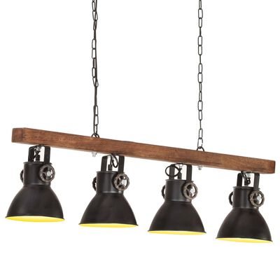 vidaXL Lubinis šviestuvas, juodas, mango mediena, pramoninio dizaino