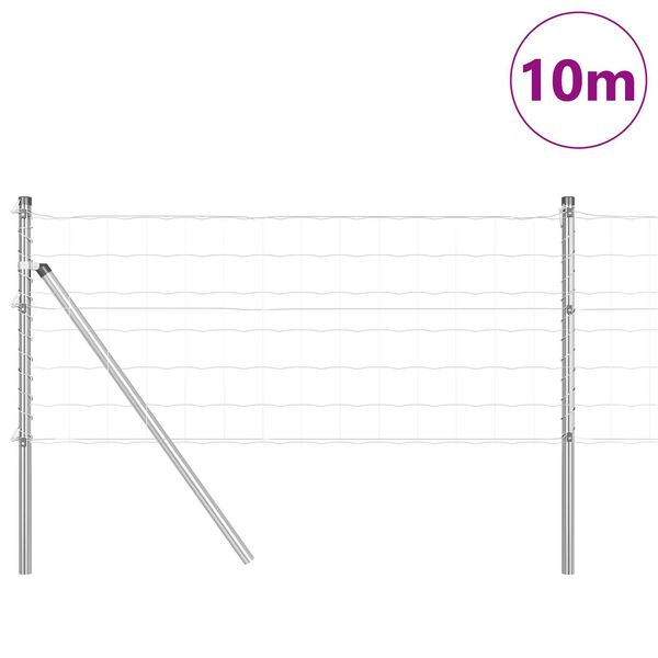 vidaXL Tvora su stulpais Sidabro 0,4 x 10 m Plienas ir PVC
