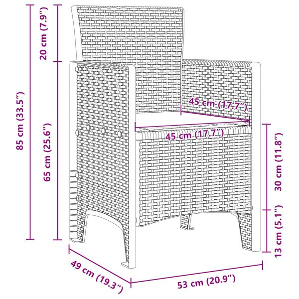 vidaXL Sodo valgomojo komplektas 11 pcs Ruda ir antracitas Ratanas