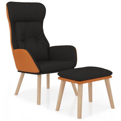 vidaXL Poilsio kėdė su pakoja, juodos spalvos, dirbtinė oda ir audinys