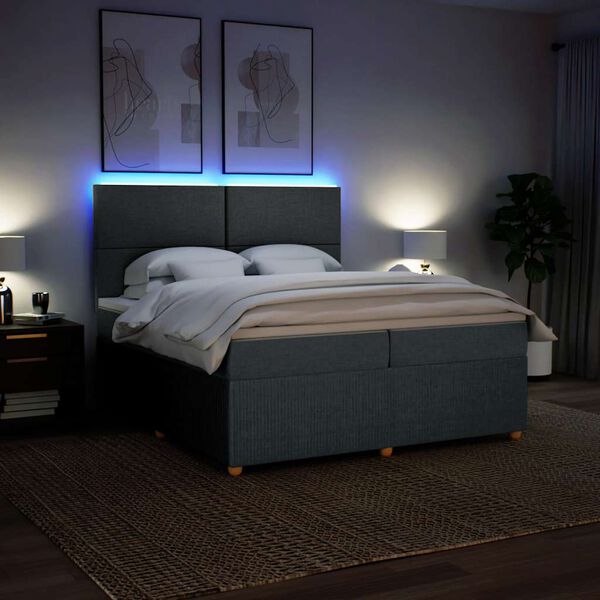 vidaXL Lova su spyruoklėmis ir čiužiniu, tamsiai pilka, 200x200 cm