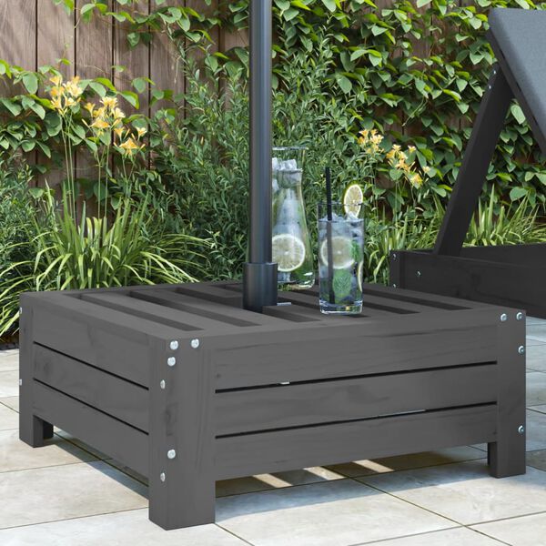 vidaXL Skėčio nuo saulės pagrindo uždangalas, pilkas, pušies masyvas