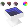 vidaXL Kavos staliukas su LED, baltas, 50x50x45cm, apdirbta mediena