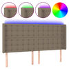 vidaXL Galvūgalis su LED, taupe spalvos, 163x16x118/128cm, audinys