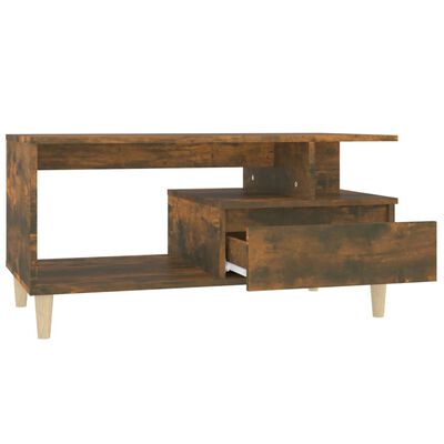 vidaXL Kavos staliukas, dūminio ąžuolo, 90x49x45cm, apdirbta mediena