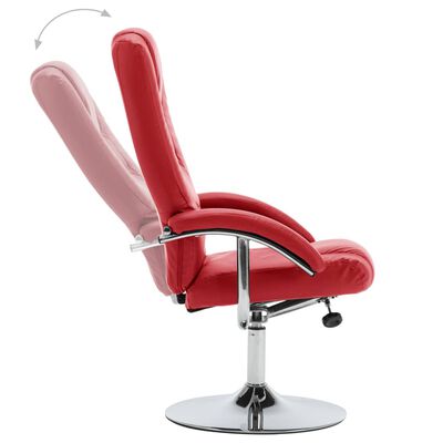 vidaXL Atlošiamas krėslas su pakoja, raudonos spalvos, dirbtinė oda