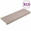 vidaXL Laiptų kilimėliai, 15 vnt., 65x21x4 cm, pilkai rudi, stačiakampiai kra&scaron;tai