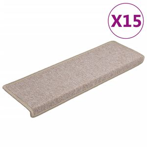 vidaXL Laiptų kilimėliai, 15 vnt., 65x21x4 cm, pilkai rudi, stačiakampiai kra&scaron;tai