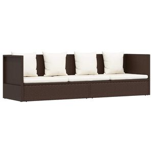 vidaXL Sodo sofa su pagalvėlėmis ir pagalvėmis, ruda, poliratanas