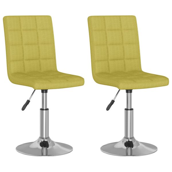 vidaXL Pasukamos valgomojo kėdės, 2vnt., žalios spalvos, audinys