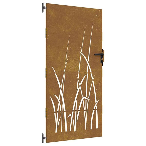 vidaXL Sodo vartai, 85x175cm, corten plienas, žolės dizaino