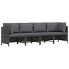 vidaXL Keturvietė sodo sofa su pagalvėlėmis, pilka, poliratanas