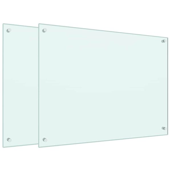 vidaXL Virtuvės sienelės, 2vnt., baltos, 80x60cm, grūdintas stiklas