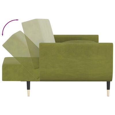 vidaXL Dvivietė sofa-lova su pakoja ir pagalvėmis, žalia, aksomas