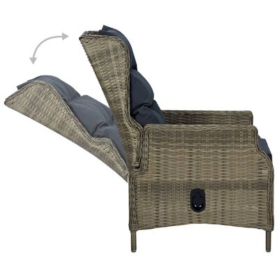 vidaXL Atlošiama sodo kėdė su pagalvėlėmis, rudos spalvos, poliratanas