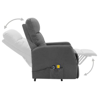 vidaXL Atsistojantis atlošiamas masažinis krėslas, pilkas, audinys