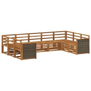 vidaXL Sekcijos sofų komplektas 7 pcs Natūrali Kietos akacijos mediena