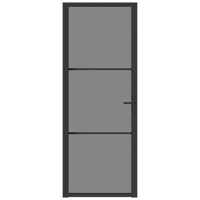 vidaXL Vidaus durys, juodos, 76x201,5cm, ESG stiklas ir aliuminis