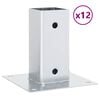 vidaXL Stulpų pagrindai kvadratiniai, 12vnt., sidabriniai, 71x71mm