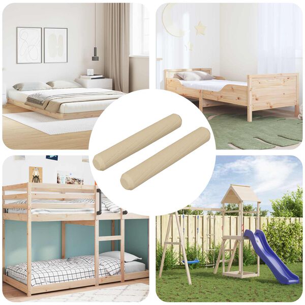 vidaXL Mediniai kai&scaron;čiai 2 pcs Ruda &Oslash;8 x 50 mm Medienos masyvas