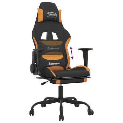 vidaXL Žaidimų kėdė su pakoja, juodos ir oranžinės spalvos, audinys