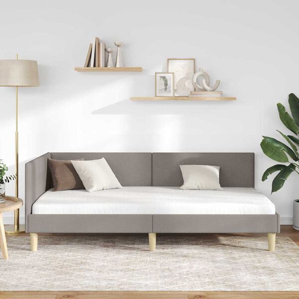 vidaXL Kampinė lovos konstrukcija Taupe 90 cm x 190 cm Aksomas