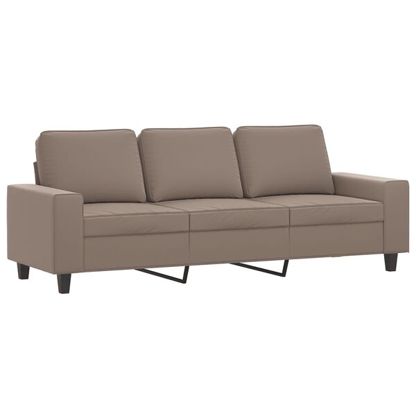 vidaXL Trivietė sofa su pakoja, taupe, 180cm, mikropluo&scaron;to audinys