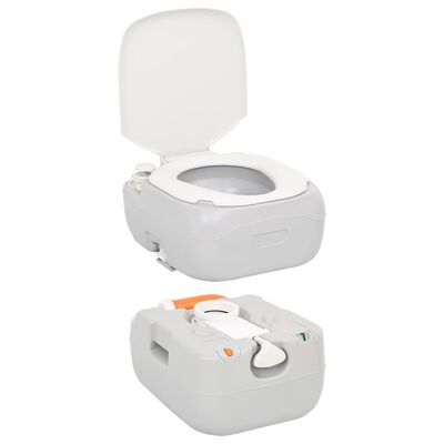 vidaXL Nešiojamas stovyklavimo tualetas, pilkas/baltas, 22+12l, HDPE