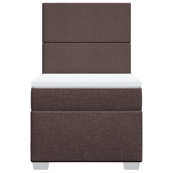 vidaXL Lova su spyruoklėmis ir čiužiniu, ruda, 90x190 cm, audinys