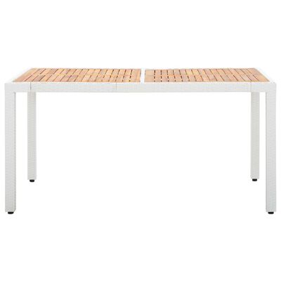 vidaXL Sodo stalas, baltas, 150x90x75cm, poliratanas ir akacija