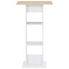 vidaXL Baro stalas, balta ir sonoma ąžuolo, 60x60x110cm