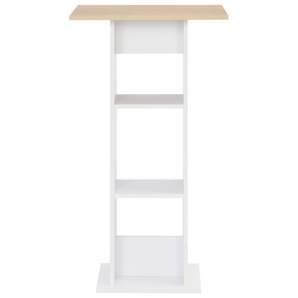 vidaXL Baro stalas, balta ir sonoma ąžuolo, 60x60x110cm