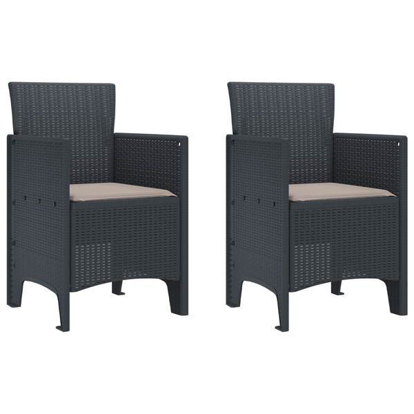 vidaXL Sodo Kėdė 2 pcs Antracitas 53 x 49 x 85 cm PP