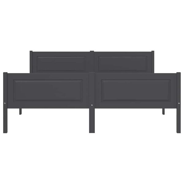 vidaXL Lovos rėmas, pilkos spalvos, 120x200cm, pušies medienos masyvas