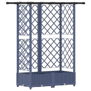 vidaXL Pakeltas lovas su trelėmis ir stogu Pilka 124 x 40 x 121 cm PP