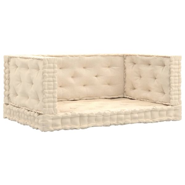 vidaXL Grindų/paletės pagalvėlės, 4vnt., smėlio spalvos, medvilnė