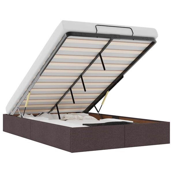 vidaXL Osmanų lovos rėmas be čiužinio, rudas, 120x200cm, audinys