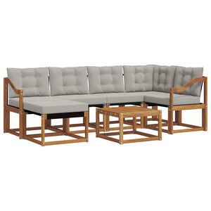 vidaXL Lauko sofos komplektas 7 pcs Natūrali ir &scaron;viesiai pilka