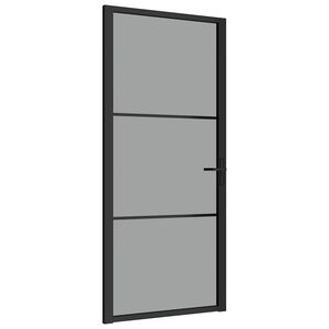 vidaXL Vidaus durys, juodos, 93x201,5cm, ESG stiklas ir aliuminis
