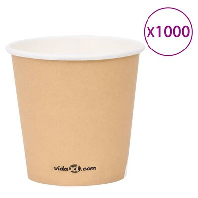 vidaXL Popieriniai kavos puodeliai, 1000vnt., rudos spalvos, 120ml