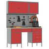 vidaXL Darbo spinta 8 pcs Raudona Inžinerinė mediena ir plienas