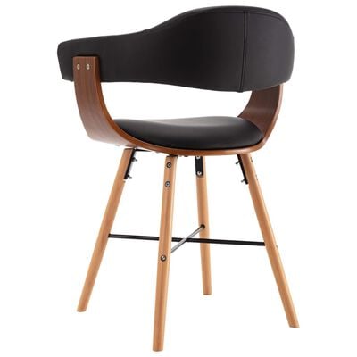 vidaXL Valgomojo kėdės, 2vnt., juodos spalvos, dirbtinė oda ir mediena